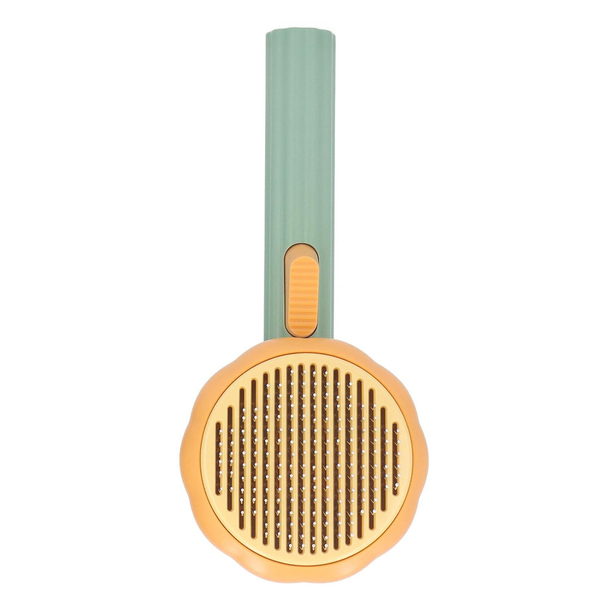 Pet Pumpkin Brush for Shedding, Selfcleaning Design (Green)