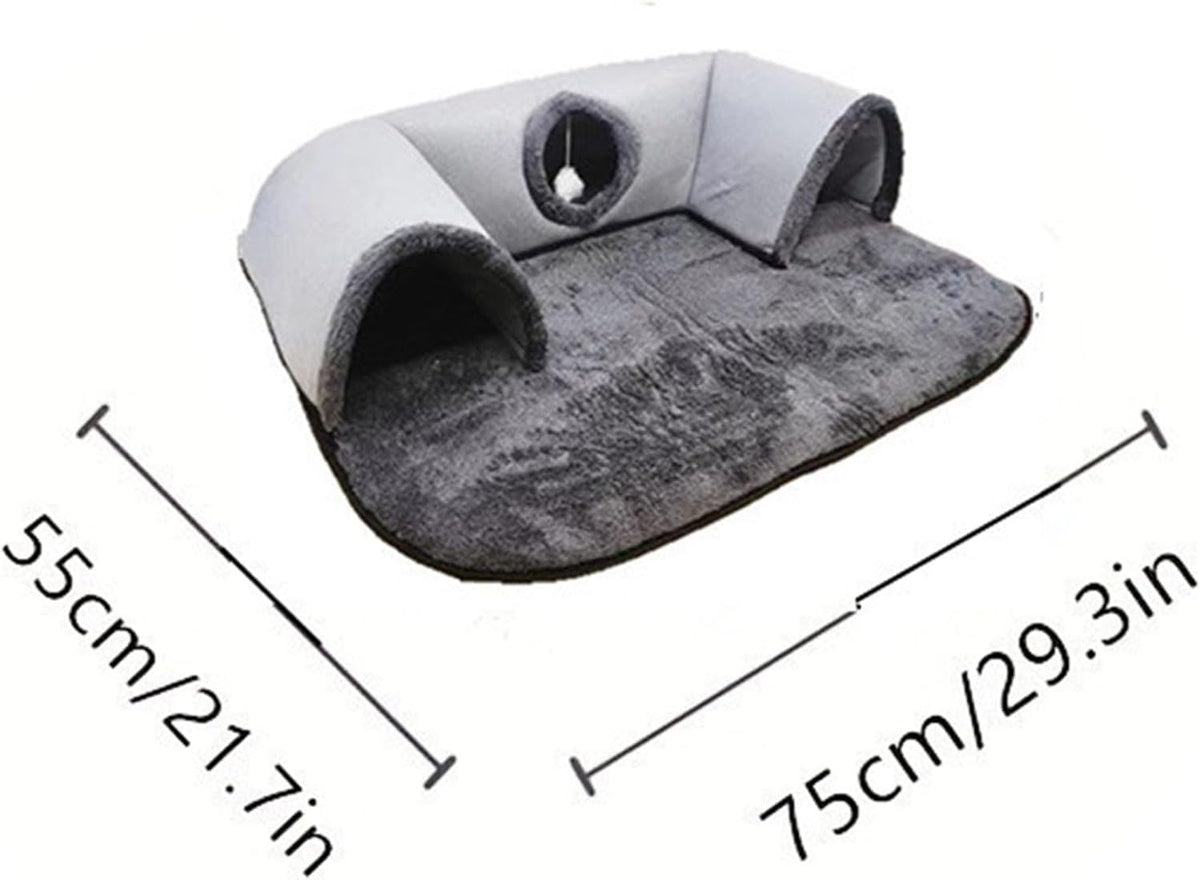 U Shape Cats Play Tunnel with Polyester Fabric, Foldable, S