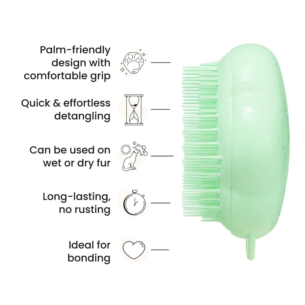 Pet Teezer Cat Brush for De-Shedding Short to Medium Fur, Green