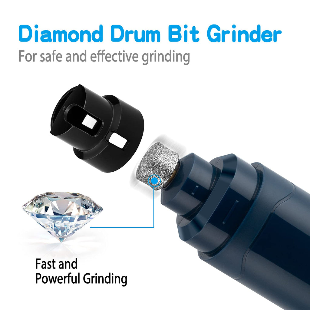 Casfuy Dog Nail Grinder Upgraded - Professional 2-Speed Whisper-Quiet Electric Pet Nail Trimmer Painless Paws Grooming & Smoothing for Small Medium Large Dogs & Cats (Dark Blue)