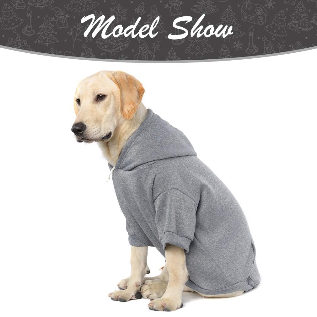 KOOLTAIL Dog Hoodie for Large Medium Small Dogs, Soft and Warm Pet Sweater with Leash Hole and Pocket Boy Girl, Puppy Fall Winter Jacket Clothes, French Pitbull Cold Weather Coat Sweatshirt, Grey XL