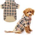Plaid Dog Hoodie - British Style Warm Dog Sweater Shirt with Leash Hole,Pitbull Clothes Outfits,Winter Coat Apparel for 