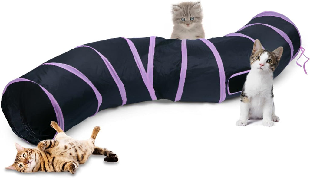 Sheldamy Cat Tunnel, S-2-Way Cat Tunnels for Indoor Cats, Collapsible Cat Play Tunnel, Interactive Toy Maze Cat House wi
