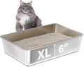 Stainless Steel Litter Box, 23.6“x15.7"x6" Deep Stainless Steel Cat Litter Box Extra Large, XL Metal Litterbox for Big C