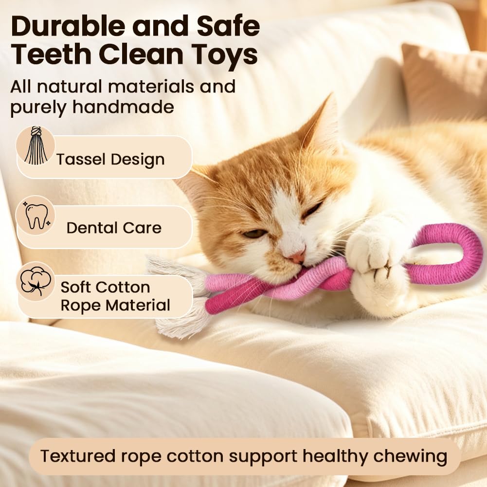 Retro Shaw Cat Chew Ropes with Catnip, Teeth Cleaning, 3Pcs 23.6" for Cats