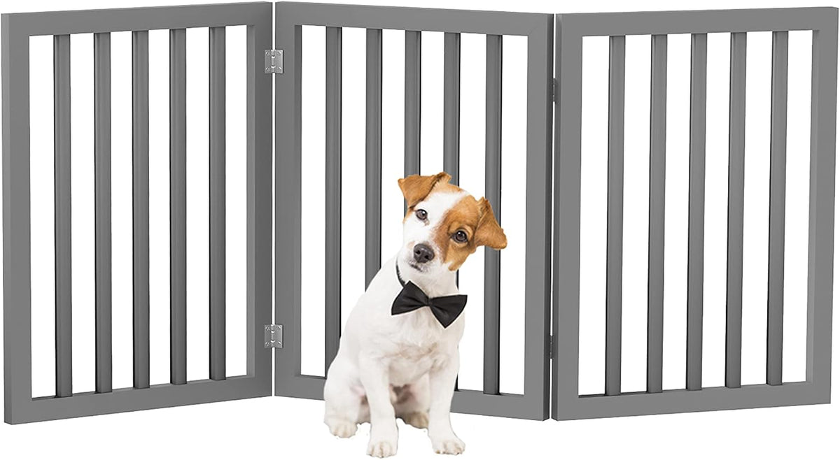 Pet Gate - 3-Panel Indoor Foldable Dog Fence for Stairs, Hallways, or Doorways - 55x24-Inch Retractable Freestanding Dog