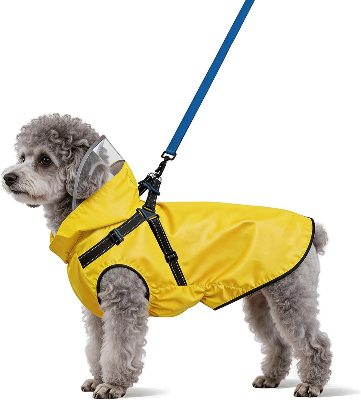 Dog Raincoat: Dog Rain Jacket with Reflective Harness & Removable Hood | Waterproof Dogs Rain Coat Poncho for Large Medi