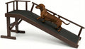 61" Dog Ramp for Bed&Couch, Non-Slip Platform with Removable Rails Walnut