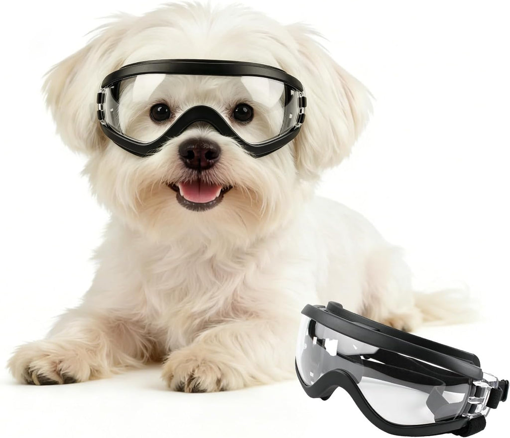 Dog Goggles for Small Breeds, UV Protection Dog Sunglasses with Adjustable Straps, Windproof Pet Eyewear for Small Pet, 