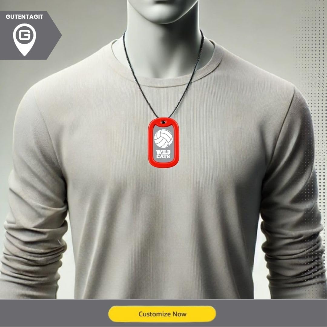 Volleyball Team Dog Tag Necklace Custom Name Number Team Gift