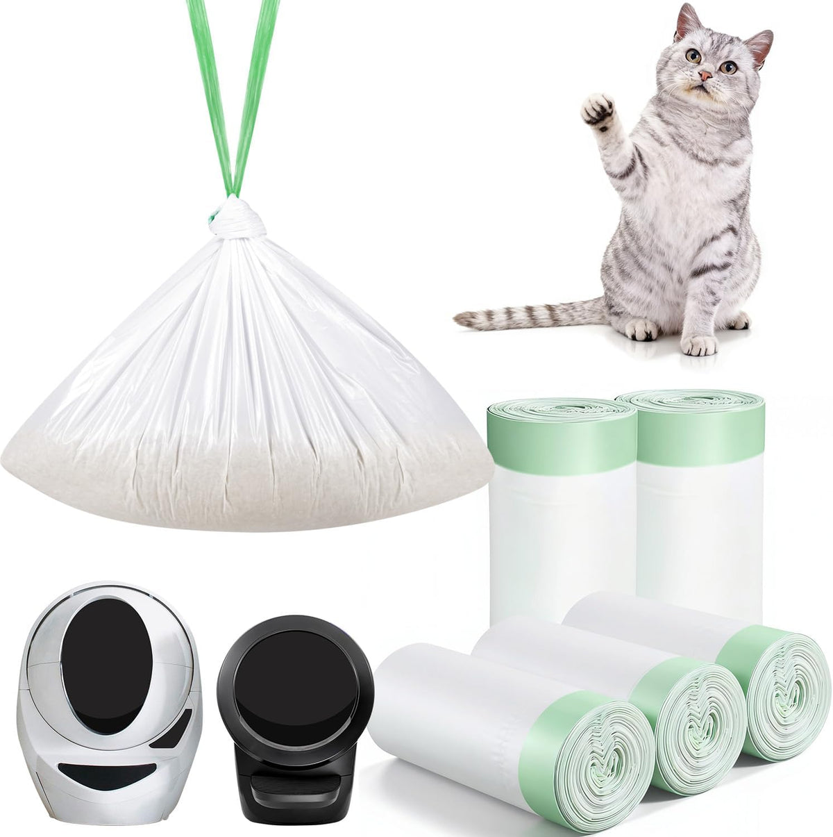 45 Count Automatic Litter Box Bags Liners Compatible with Litter Box Robot 4/5/3, Self-cleaning Cat Litter Box Liners re