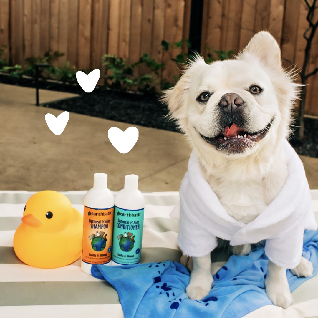earthbath Oatmeal & Aloe Dog Shampoo and Conditioner, 16 Oz (1 Set)