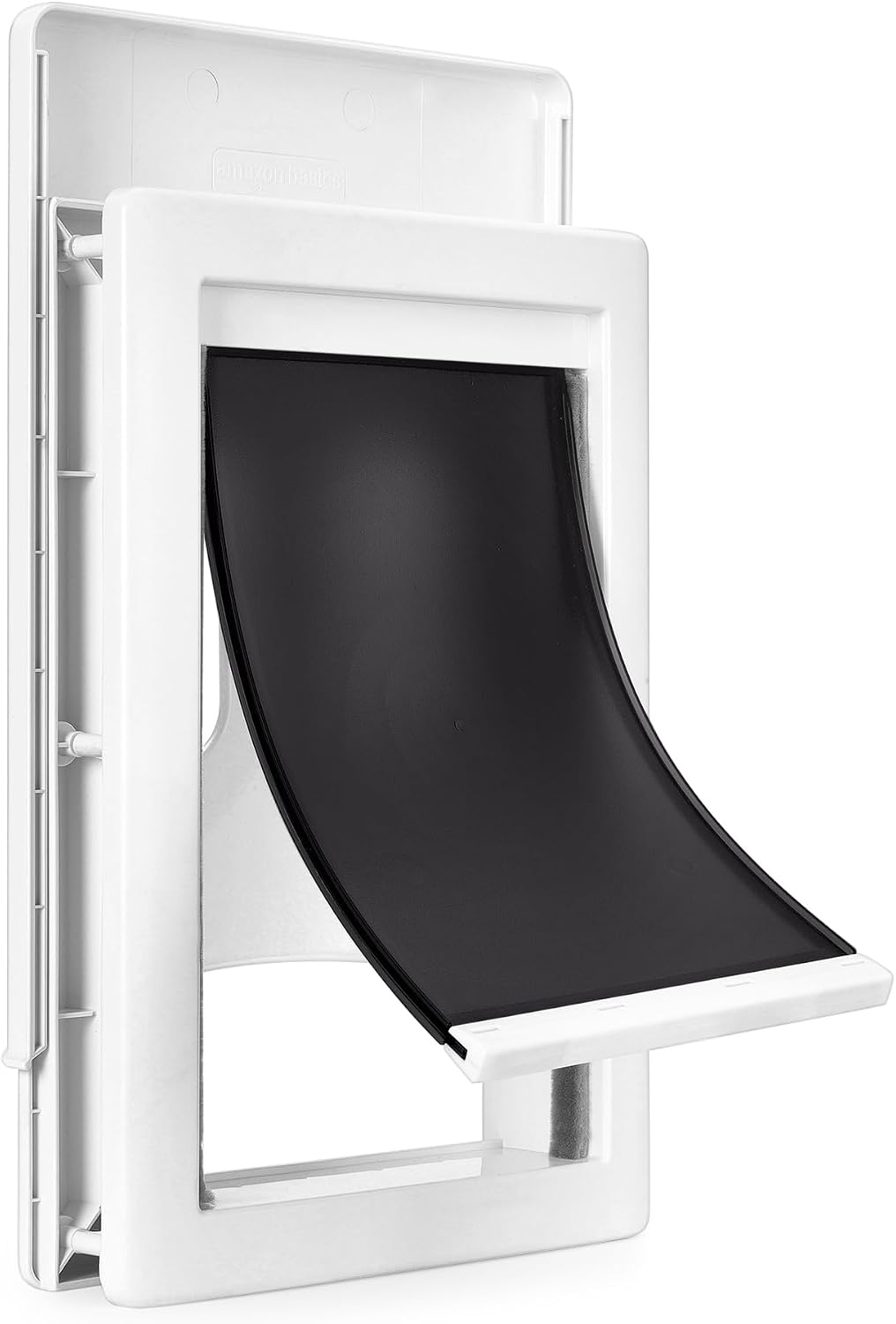 Amazon Basics Adjustable Plastic Dog and Cat Door with 4-Way Lock, Small, 5.7" x 5.6" Entrance, 7.5" x 7.4" x 2.2", Whit