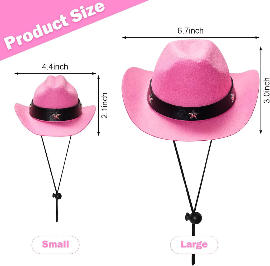 Fumwase Pet Cowboy Costume Hats with Bandana, Pink Hat + Pink, Small