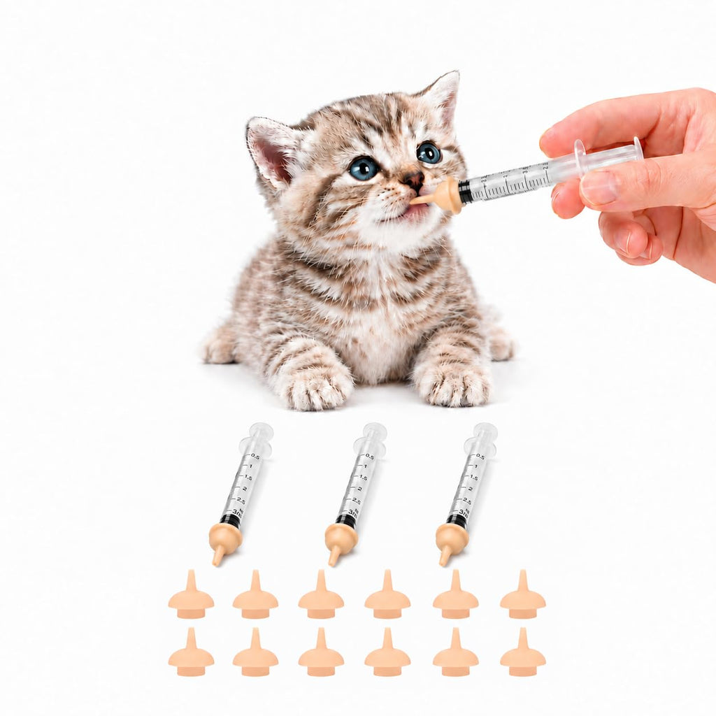 Kitten Feeding Kit 18 Piece Value Pack - Pet Nursing Nipples & Syringe Set for Newborn Kittens Puppies Squirrels Bunnies