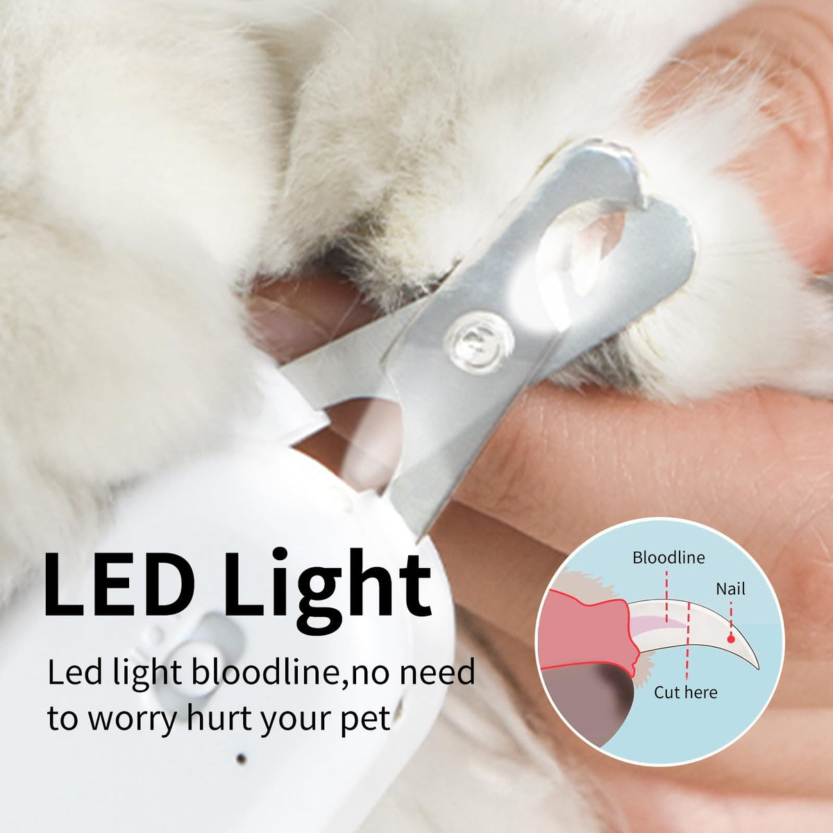 PAKEWAY Cat Nail Clipper with LED Light, Safe & Precise for Cats & Kittens