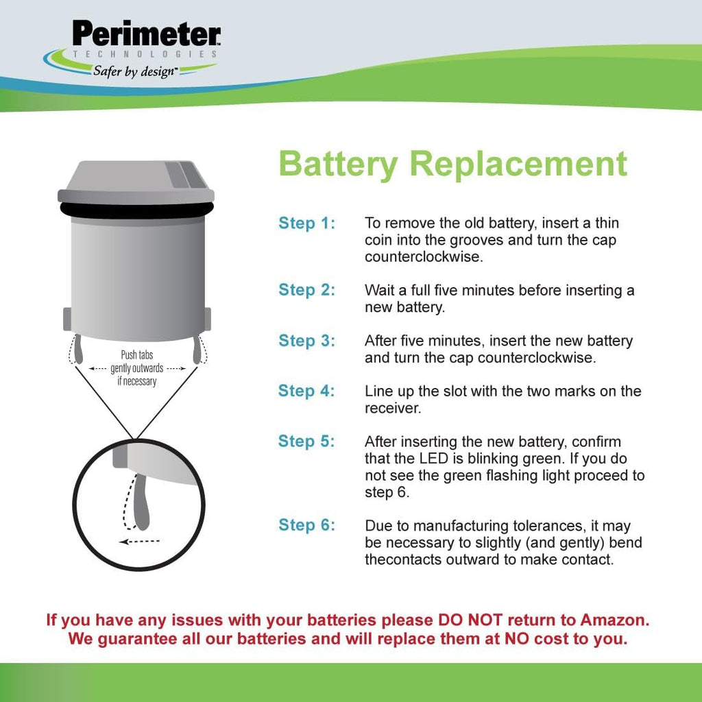Perimeter Technologies Two-Pack Dog Fence Batteries Compatible with Invisible Fence Brand Receiver Collars (2-Pack)