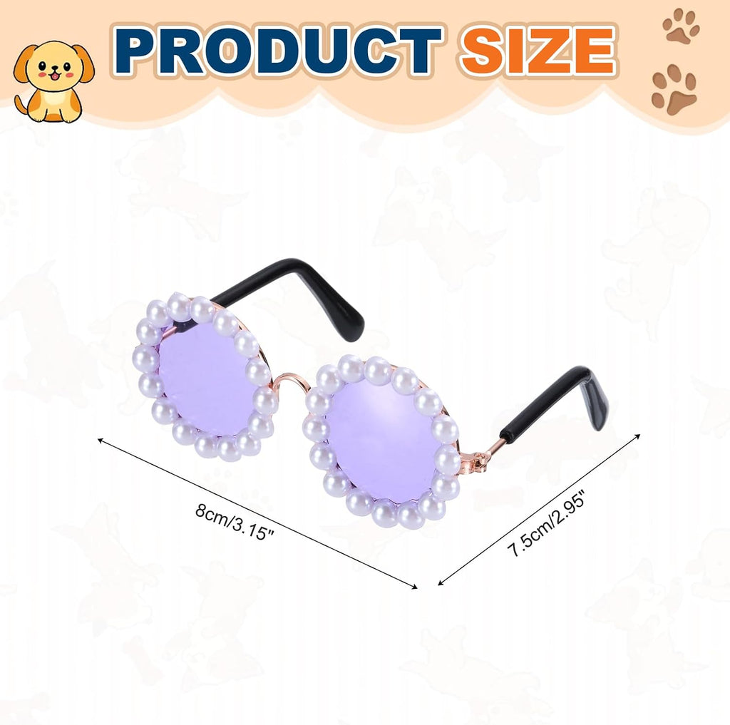 Dog Sunglasses, Cat Cute Round Glasses Purple Lens, Gold