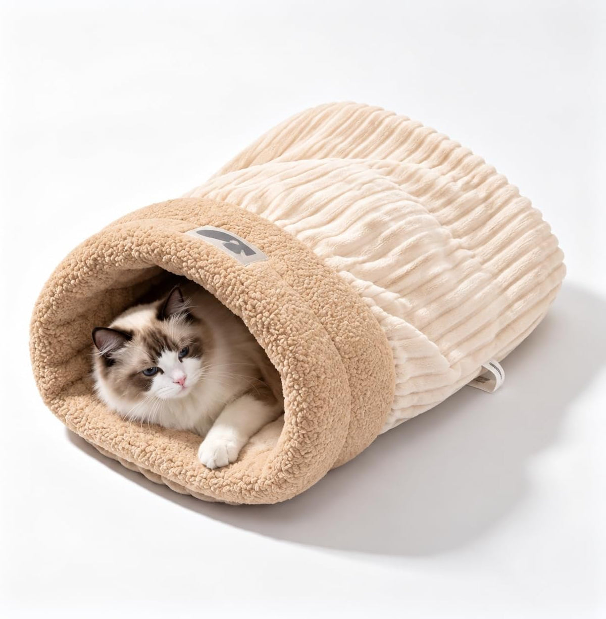 Cat Sleeping Bag Cave Bed, Soft Plush Enclosed Cat Nest, Warm Burrow Cat Bed for Indoor Cats, Anti Cold Semi Closed Pet 