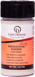 COAT DEFENSE Daily Preventative Powder | Made in USA | 3.5oz Waterless Dog Shampoo & Pet Deodorizer for Smelly Dogs | Pr