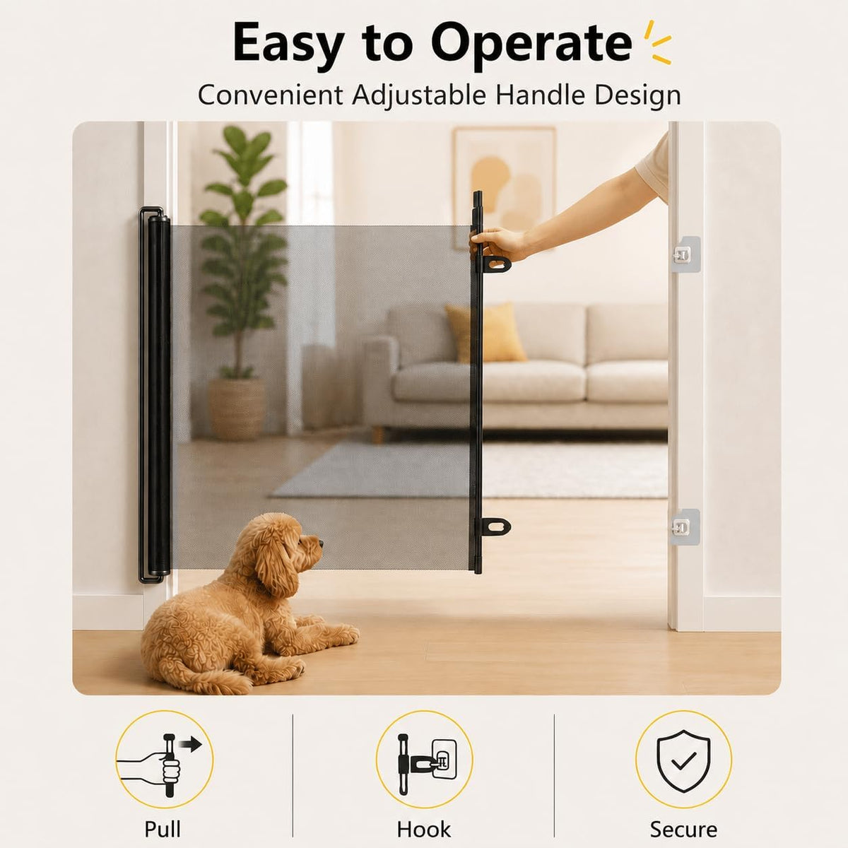 Retractable Pet Gate for Dogs & Cats, 70.9 inches Wide x 30.7 inch High
