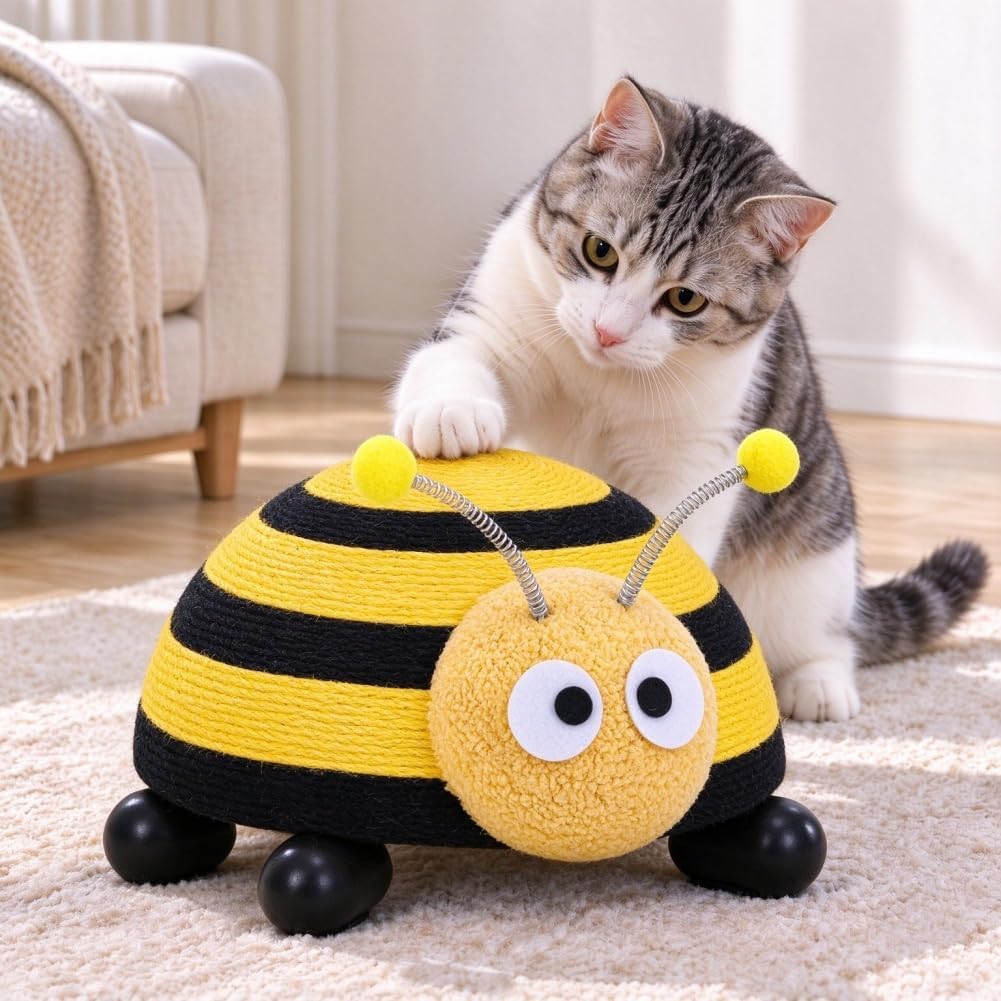 Sisal Cat Scratching Post Small Cat Scratcher for Indoor Cats，Bee