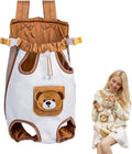 Pet Backpack Carrier, Bear‑Decor Breathable Pet Travel Backpack, Adjustable Hands‑Free Puppy Cat Carrier Bag, Comfort Ou