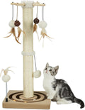 PEEKAB Cat Scratching Post Sisal Scratch Posts for Indoor Cats and Kittens,with Tracking Ball Interactive Toys and Hangi