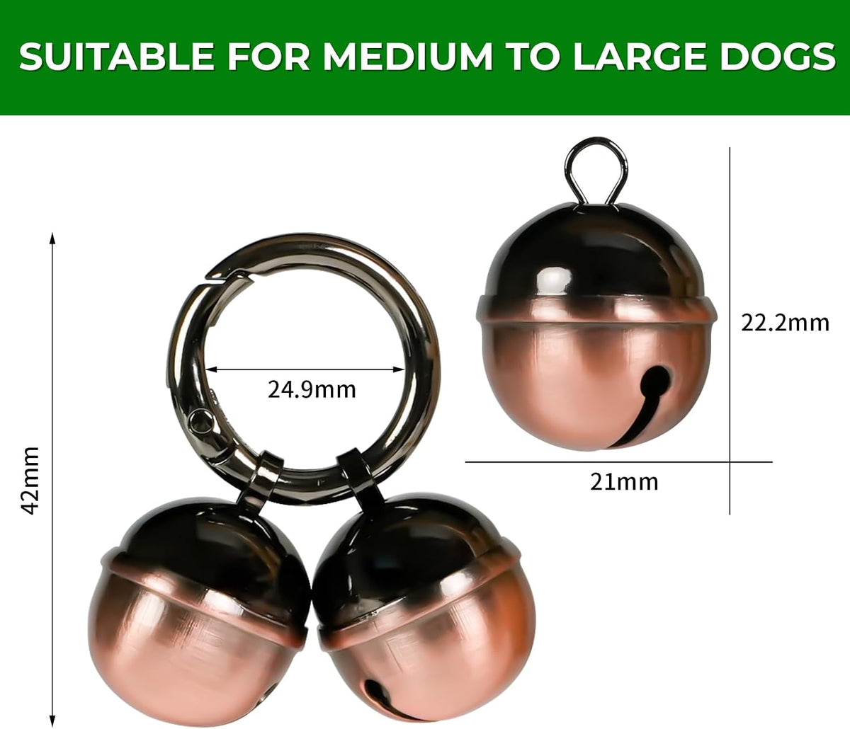 Bells for Dog Collars with Easy Clip Clasps, Suitable for Medium to Large Dogs, Extra Loud Pet Tracker, Durable Collar C