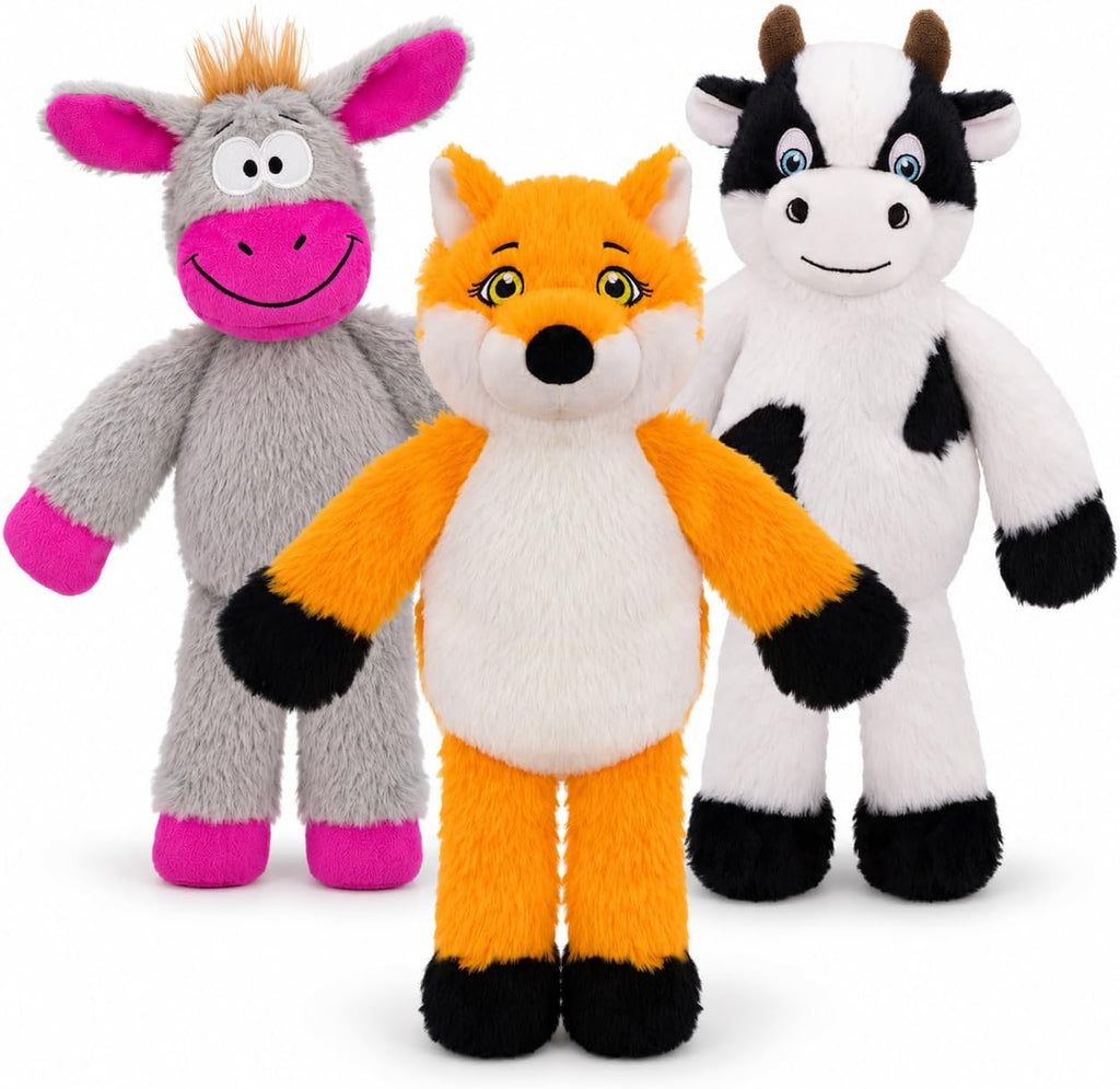 2-in-1 No-Stuffing Hedgehog Dog Toys 3 PCS, Squeaky Ball for Throwing Play