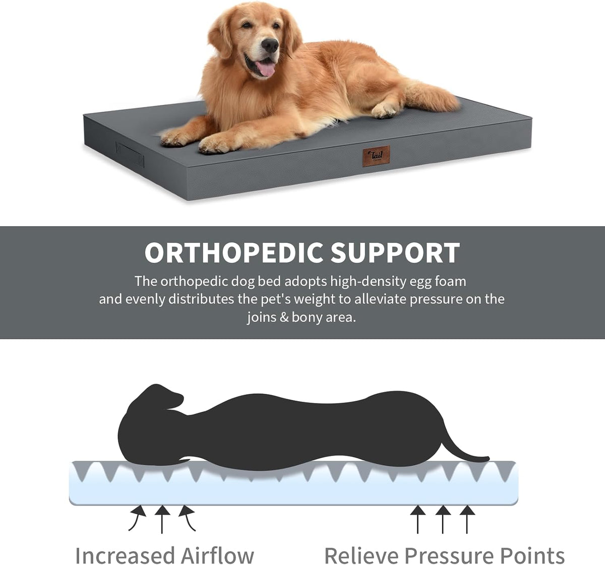 Outdoor Waterproof Orthopedic Dog Bed for Large Dogs