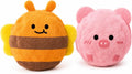 Mini Fluffy Squeaky Pet Ball, 2‑Pack Plush Soft Pet Play Balls, Cute Animal Shape Indoor Interactive Toy for Puppies & C