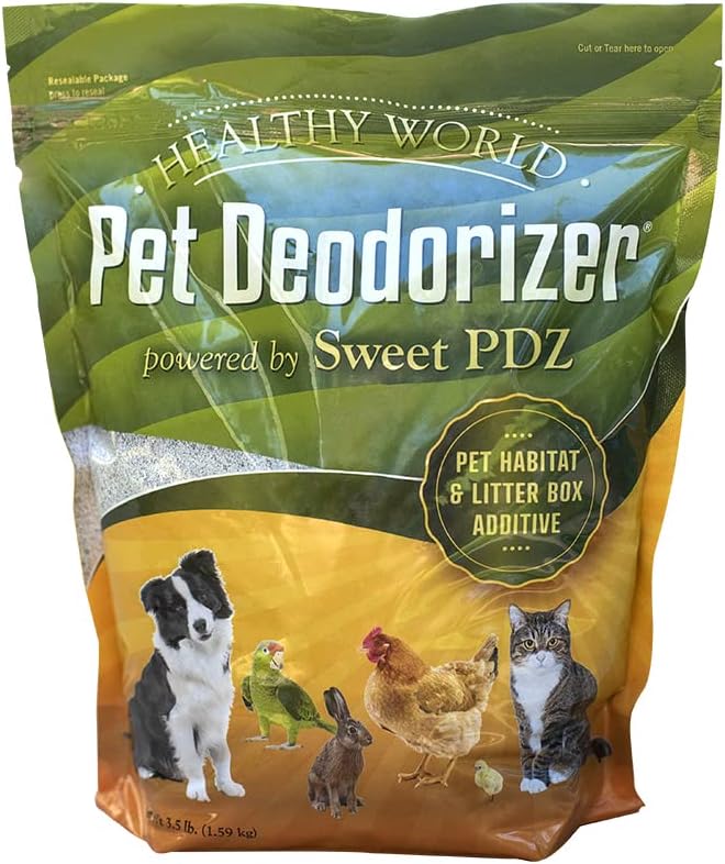 Sweet PDZ - Healthy World Pet Deodorizer - Pet Habitat & Litter Box Additive - 3.5 lbs (Pack of 2)