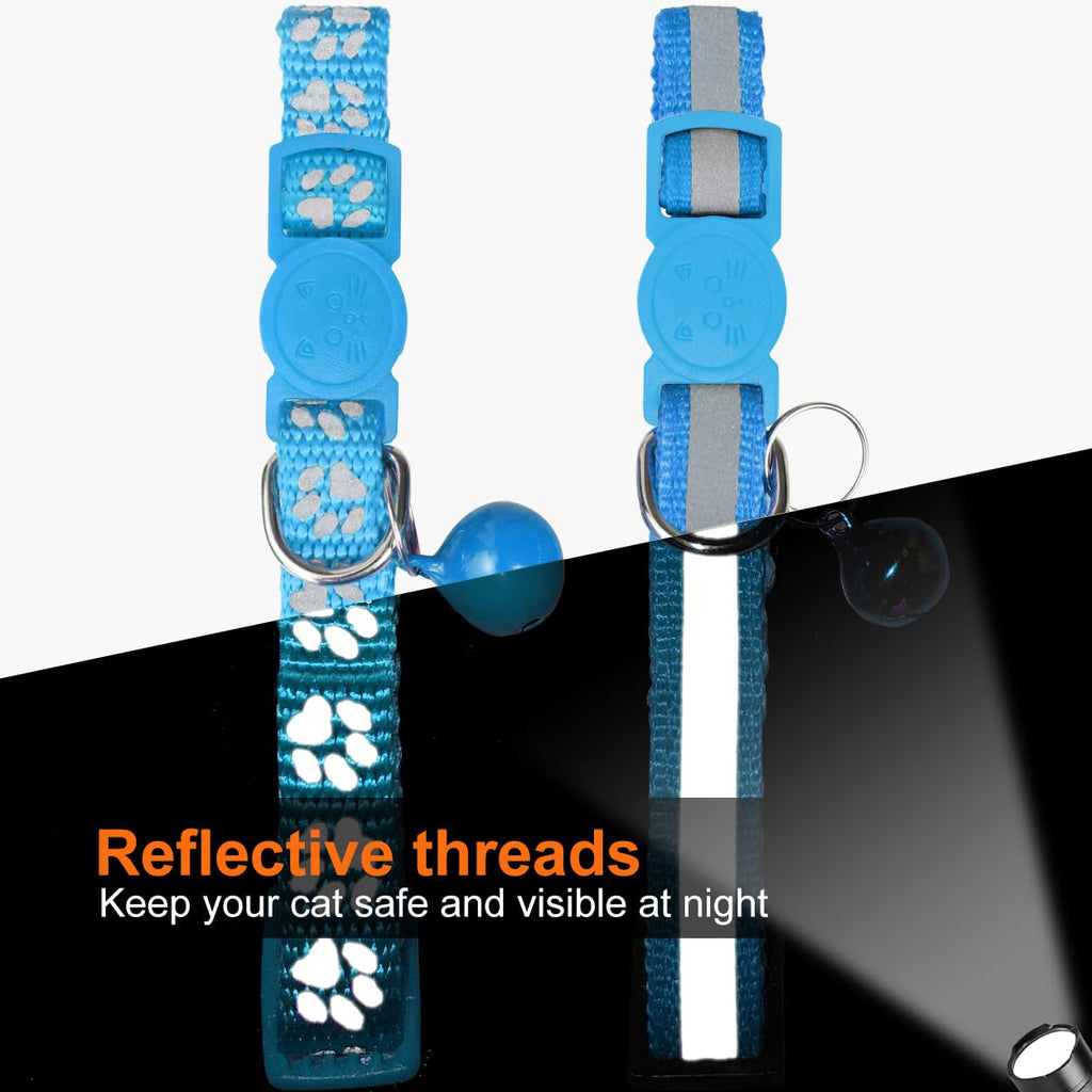 TagME 2 Pack Breakaway Cat Collar, Reflective, Name Tag for Kitten, SkyBlue