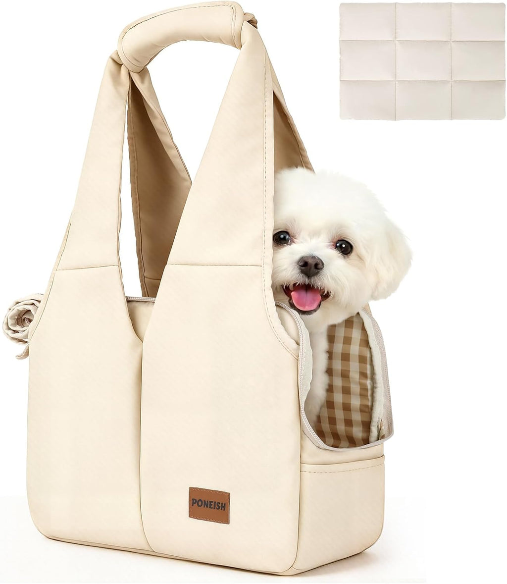 Dog Purse Carrier for Small Dogs and Cats, Soft-Sided Pet Tote Bag with 6 Large Pockets, Collapsible Travel Puppy Carrie