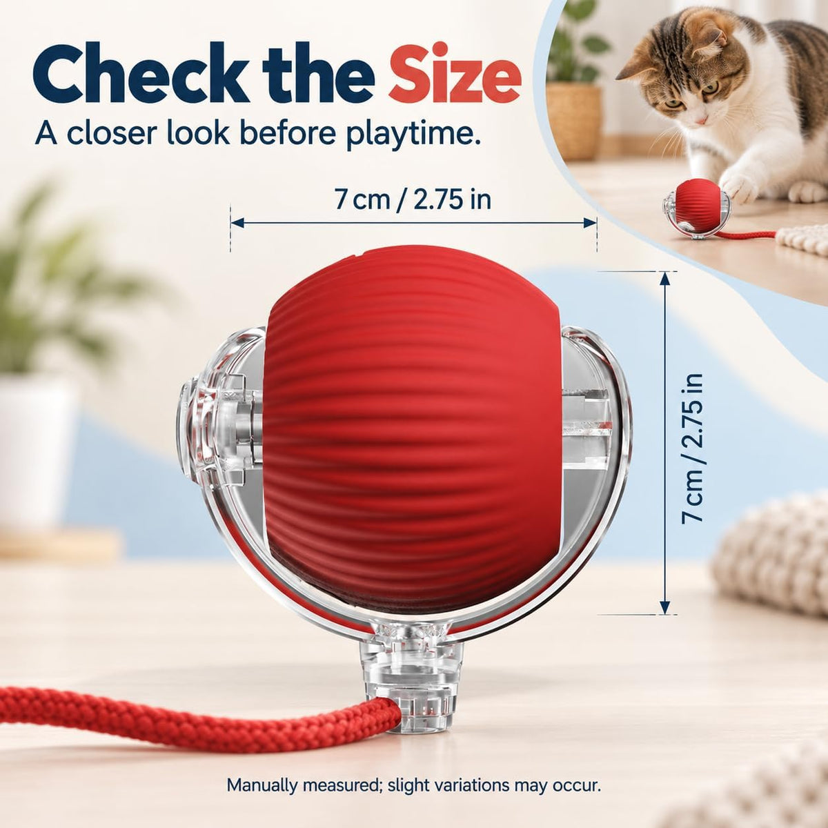 Interactive Cat Toys Balls, Interactive Rolling Dog Ball，Red
