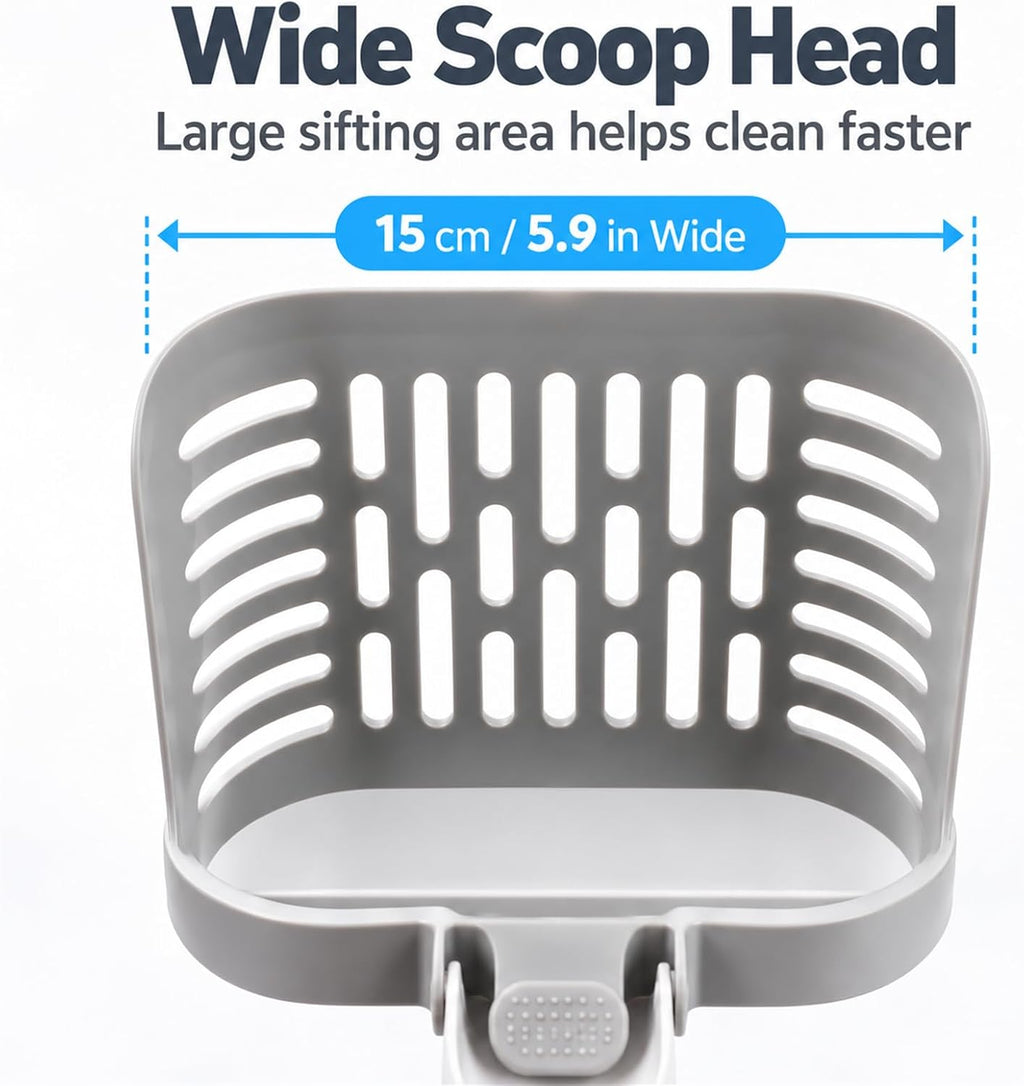 All-in-One Cat Litter Scooper with Waste Container, Detachable Spill Proof Kitty Litter Sifter Shovel, Portable Cat Poop