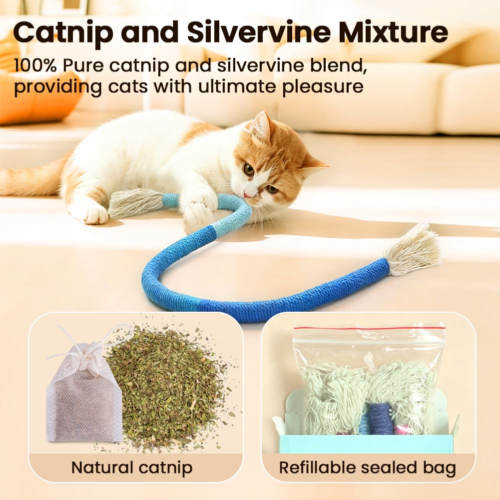 Retro Shaw Cat Chew Ropes with Catnip, Teeth Cleaning, 3Pcs 23.6" for Cats