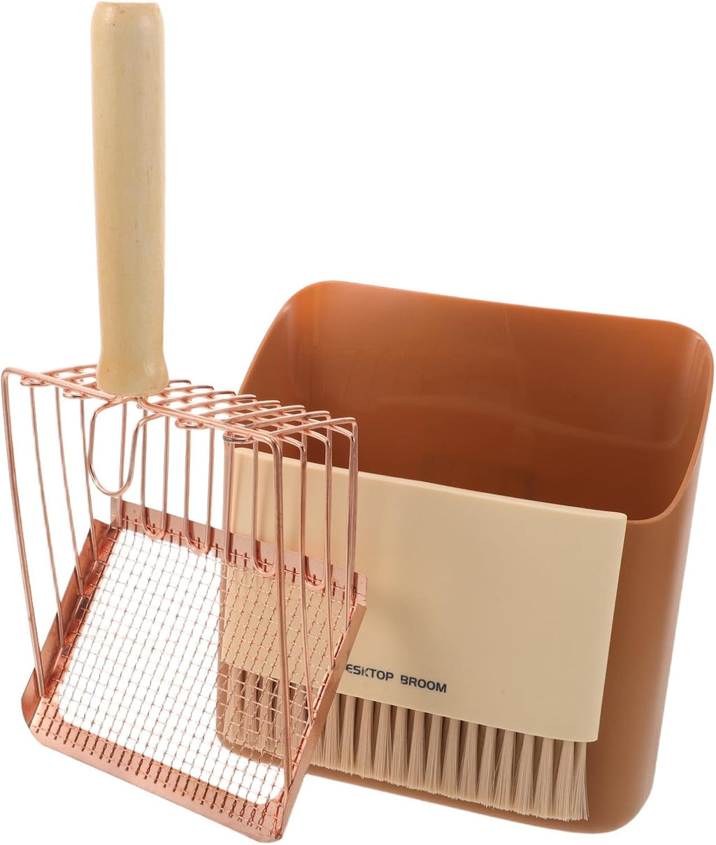UKCOCO 1 Set Cat Litter Scooper with Holder Small Broom and Dustpan