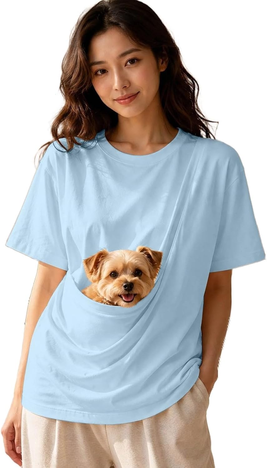 Pet Pouch Big Pocket Shirt，Oversized Shirt with Pocket Front Carry Pouch for Small and Cats,Puppy Dogs Holder Carrier