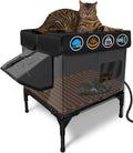 Heated Cat House for Outside Insulated in Winter,Dark Gray,Small