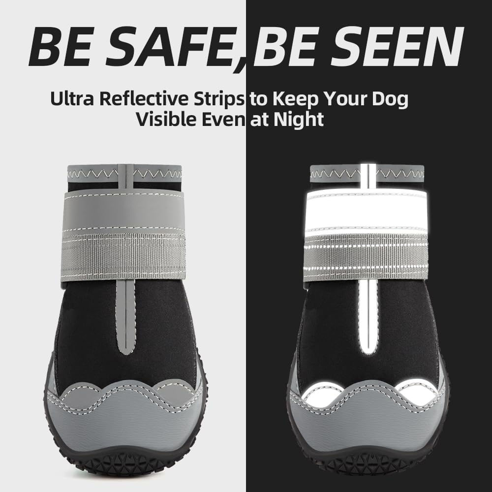 Dog Boots for Large Dogs, Medium Dog Boots & Paw Protectors for Hardwood Floors, Outdoor Dog Booties for Hot Pavement Wi