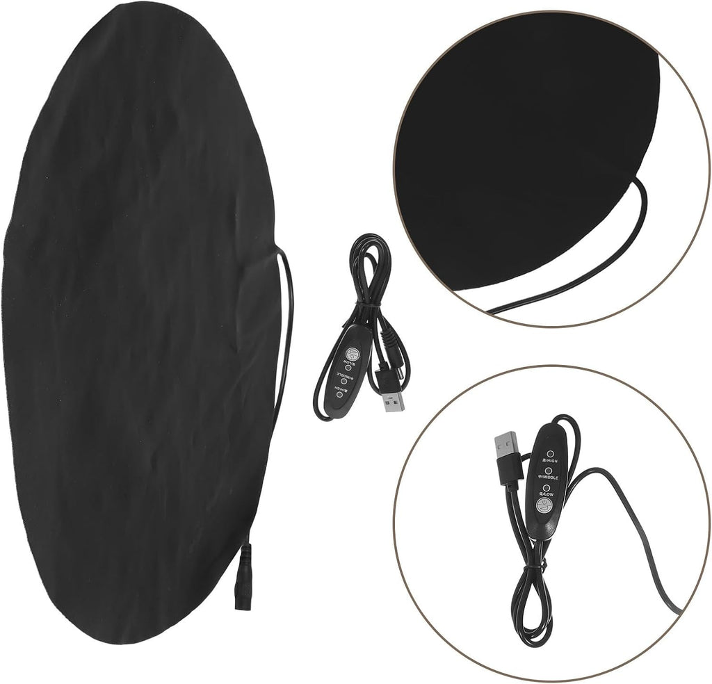 PET Heating Pad Winter USB 5V/2A round Black for Cat Beds