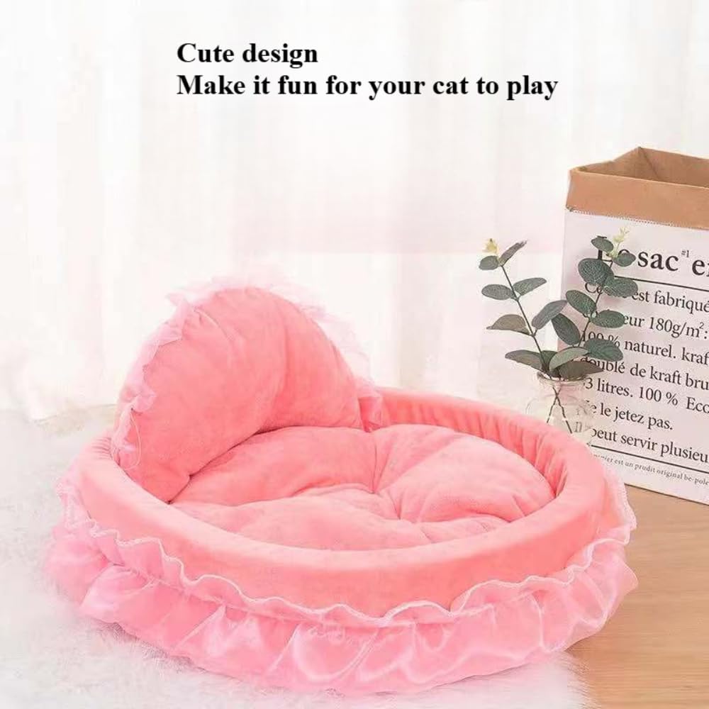 Washable Princess Pet Bed for Small Medium Dogs & Cats - Soft Plush Warm Cave Sofa Cushion, Cozy Snuggle Nest Mat, Cute 