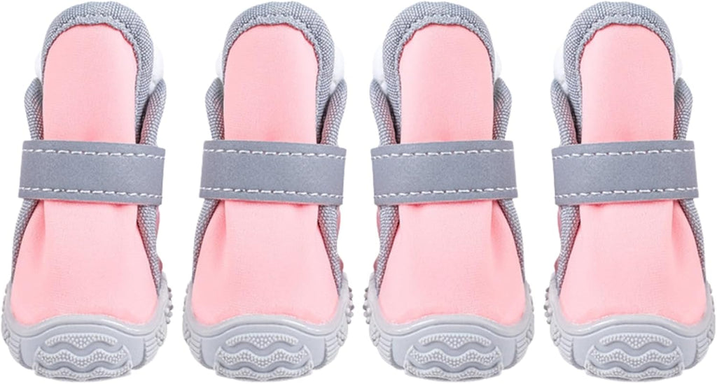 Fleece‑Lined Dog Booties Anti‑Slip Winter Paw Shoes, Pink 2#