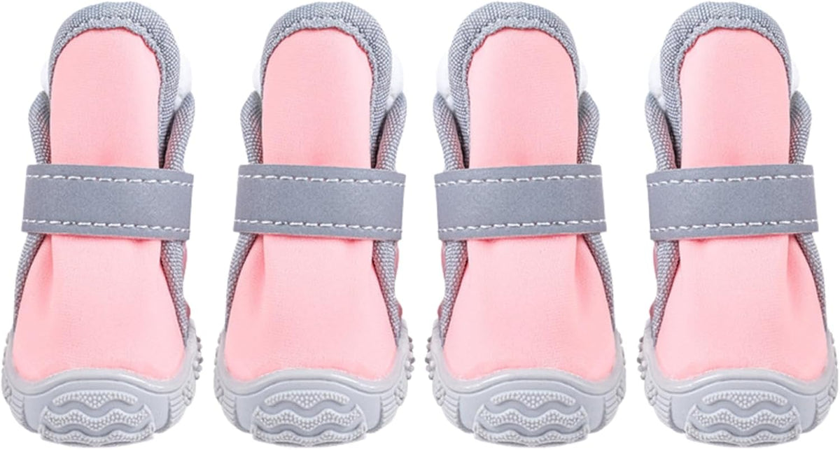 Fleece‑Lined Dog Booties Anti‑Slip Winter Paw Shoes, Pink 2#