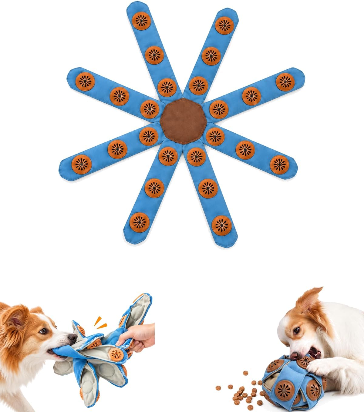 Virelunepets Dogtopus Boredom Buster for Dogs, Foldable Octopus Snuffle Toy (Small)