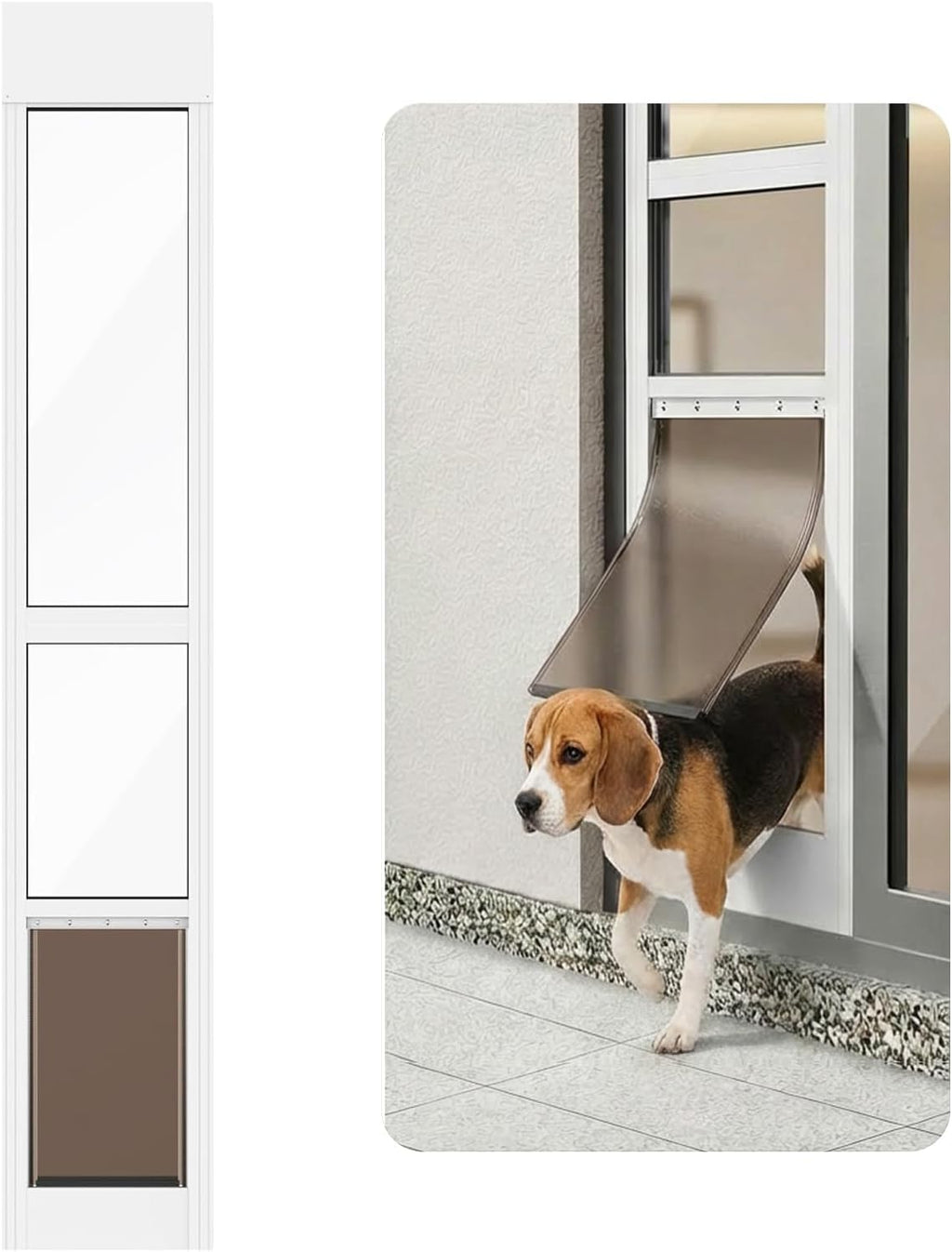 Dog Door for Sliding Glass Door, Adjustable Height 75 3/5" to 80", Aluminum Frame Sliding Door Dog Door Insert, Suitable