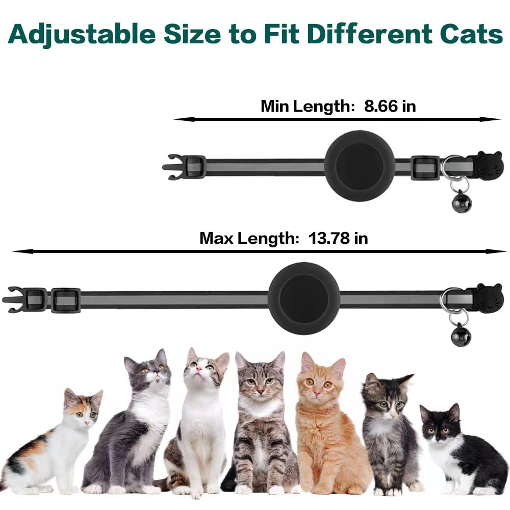 Dgerp Airtag Cat Collar Breakaway, Reflective Collar with Air Tag Holder