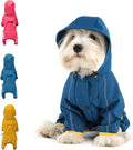 Dog Raincoat, Waterproof Dog Rain Jacket with Hood, Rain Coat with Leash Hole, Reflective Strap for Small Medium Dogs, O